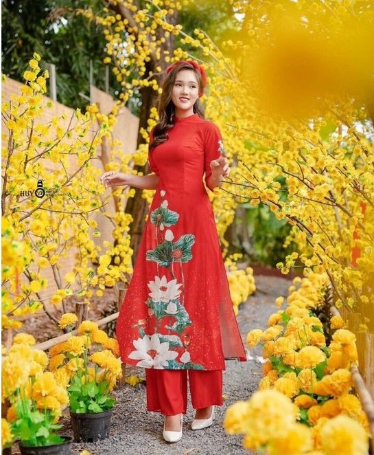 Set Bộ Áo Dài Lụa Hoa Đào Tây Hàng Thiết Kế Cực Sang Trọng Quý Phái NGOCTRANSHOP - NT2109