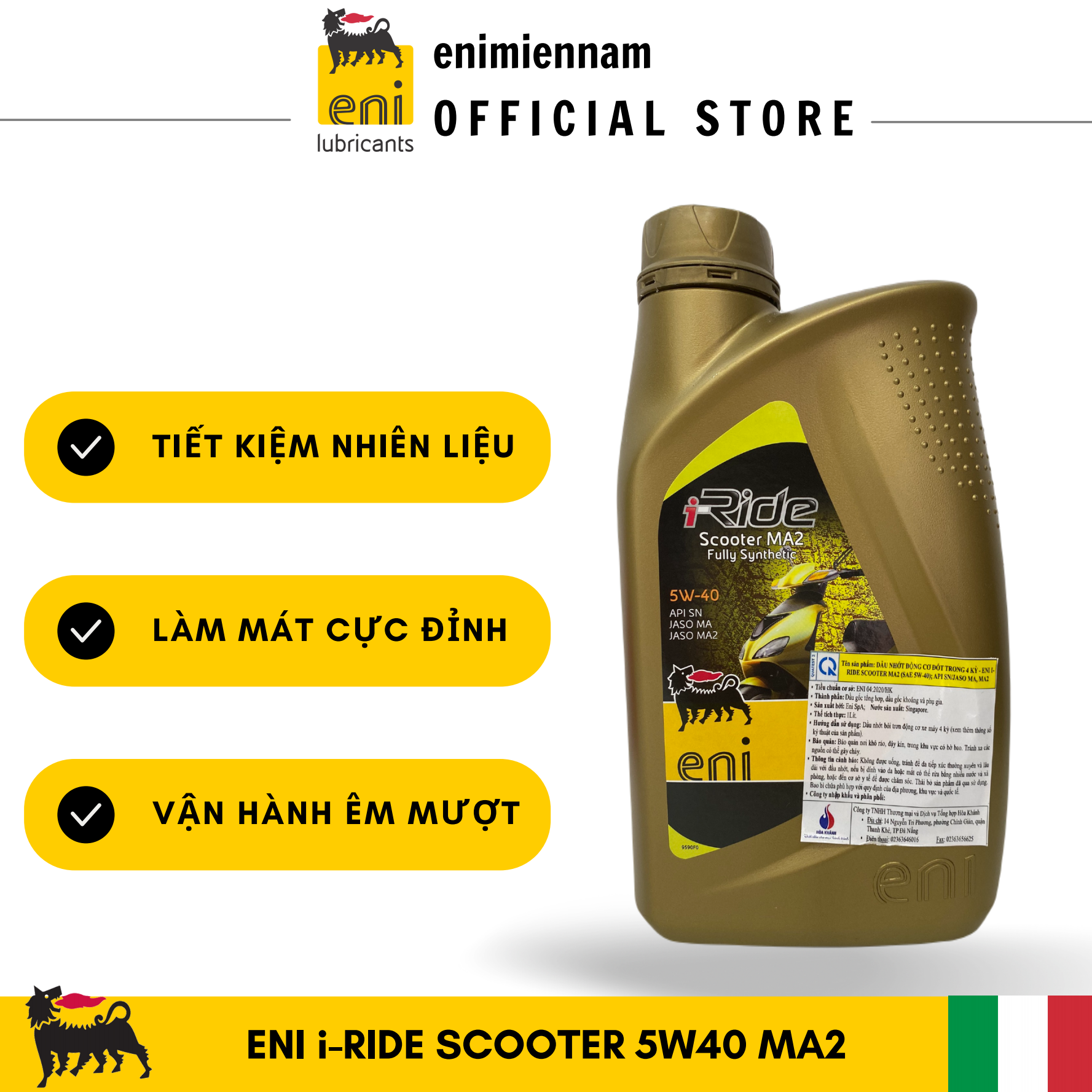 Nhớt xe tay ga eni i-ride scooter ma2 5w40 fully synthetic