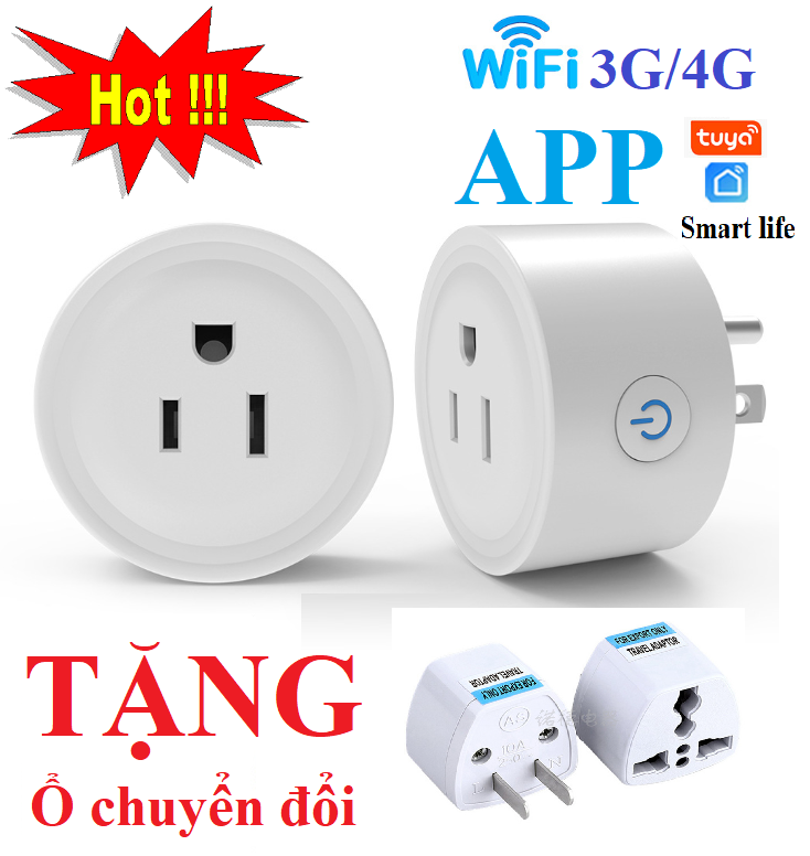 Ổ cắm wifi hẹn giờ bật tắt App Smart life hoặc Tuya 10A TẶNG KÈM Adaptor cong tac hen gio o cam hen gio thong minh
