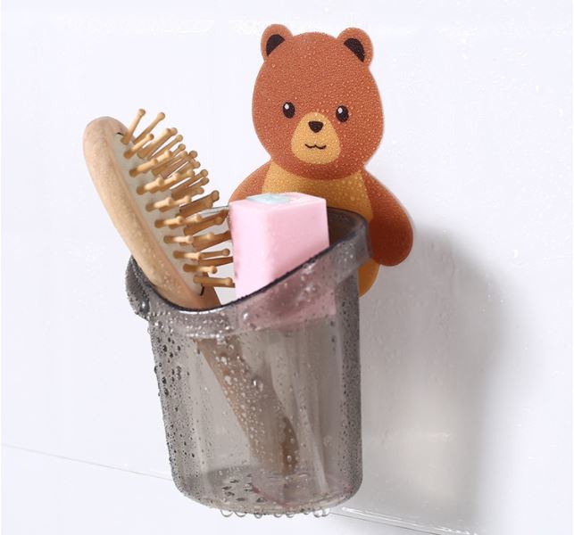 Ly Cốc Gấu Đựng Bàn Chải Đánh Răng Dán Tường - Giá Treo Cốc Đựng Vật Dụng Cá Nhân Hình Gấu Dán Tường Nhà Tắm Nhà Vệ Sinh