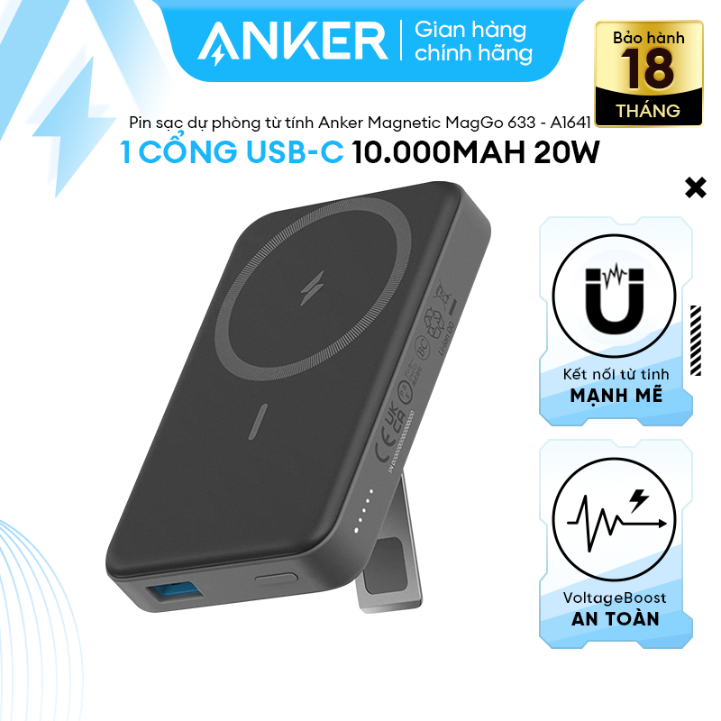 Pin Sạc Dự Phòng Từ Tính ANKER 633 Magnetic MagGo 10000mAh 20W - 1 cổng USB-C - A1641