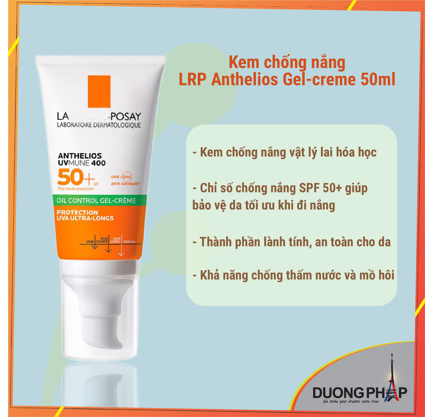 Kem chống nắng LRP Anthelios Gel-Cream Anti-Shine 50ml