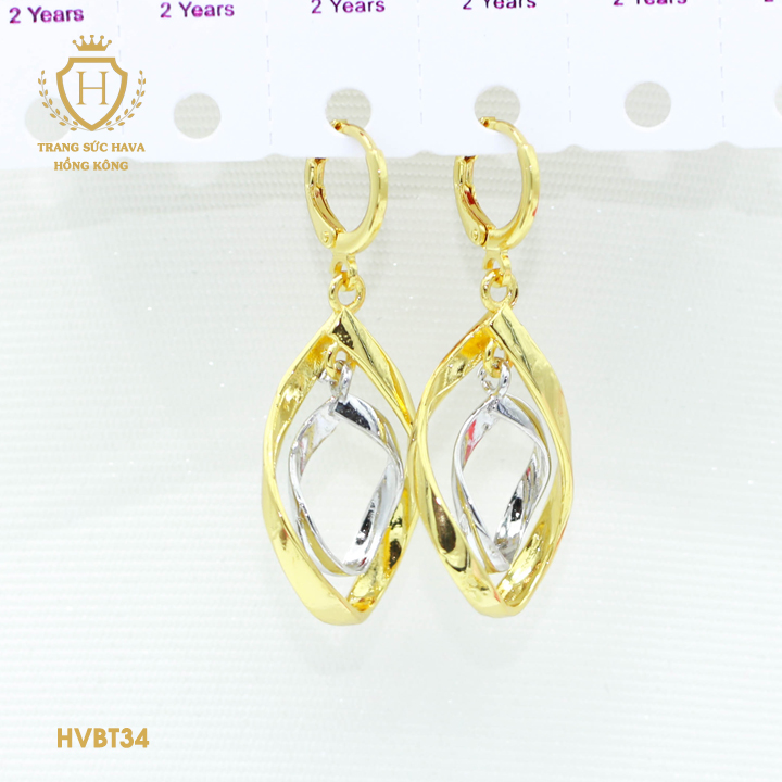 Khuyên Tai, Bông Tai, Hoa Tai Dáng Dài, Titan Xi Mạ Vàng Thật 10k, 18k, 24k Cao Cấp (Không Bị Đen) - Trang Sức Hava Hong Kong Phong Cách Thời Trang