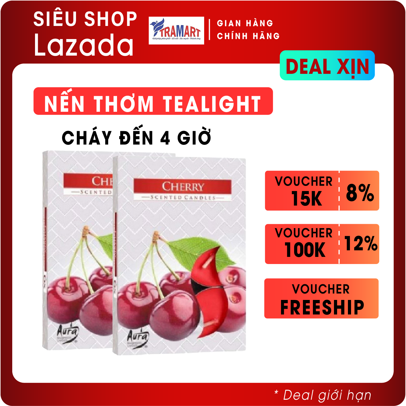 Hộp 6 nến thơm tealight bispol cherry bis5927