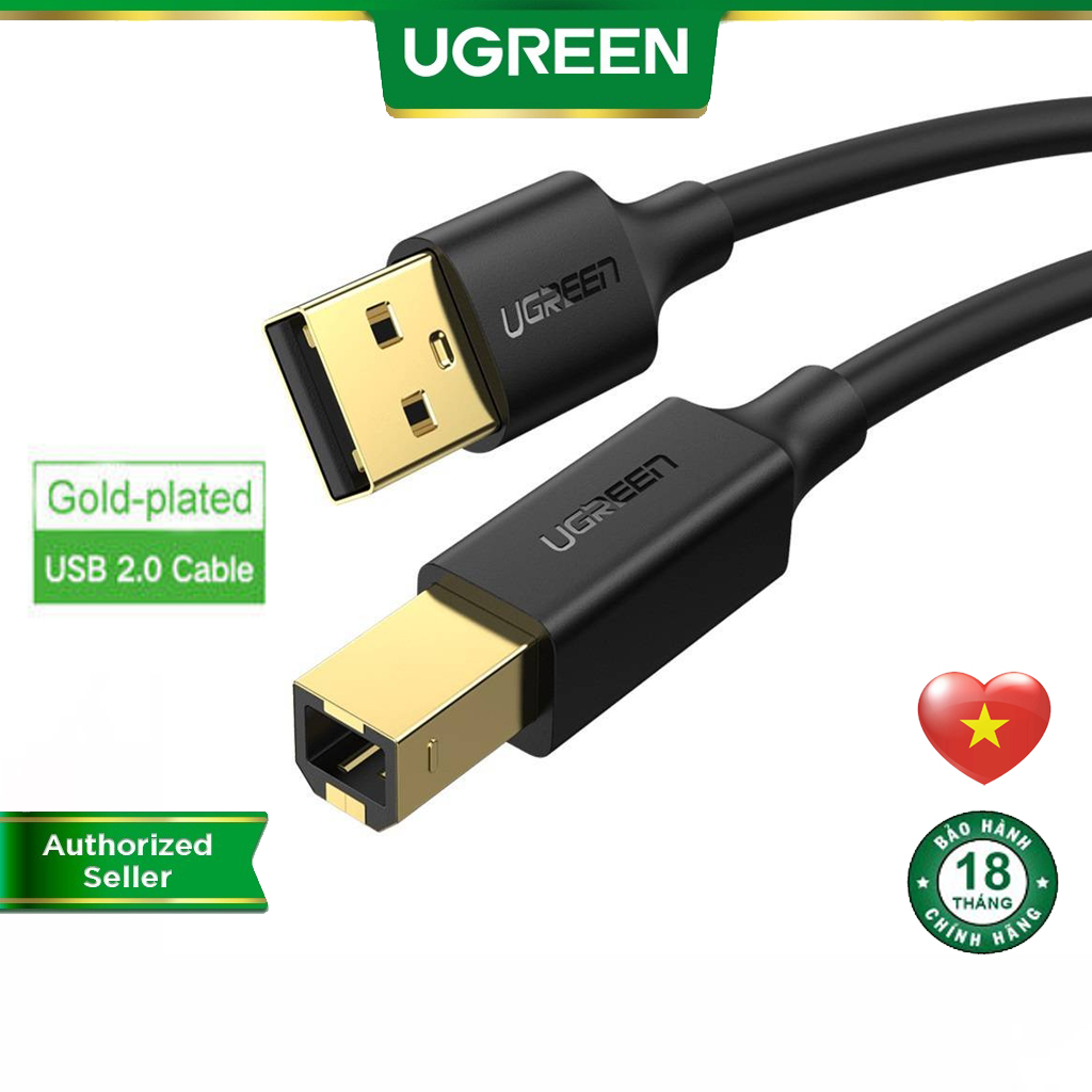 Cáp máy in usb 2.0 am to bm ugreen us135 chính hãng