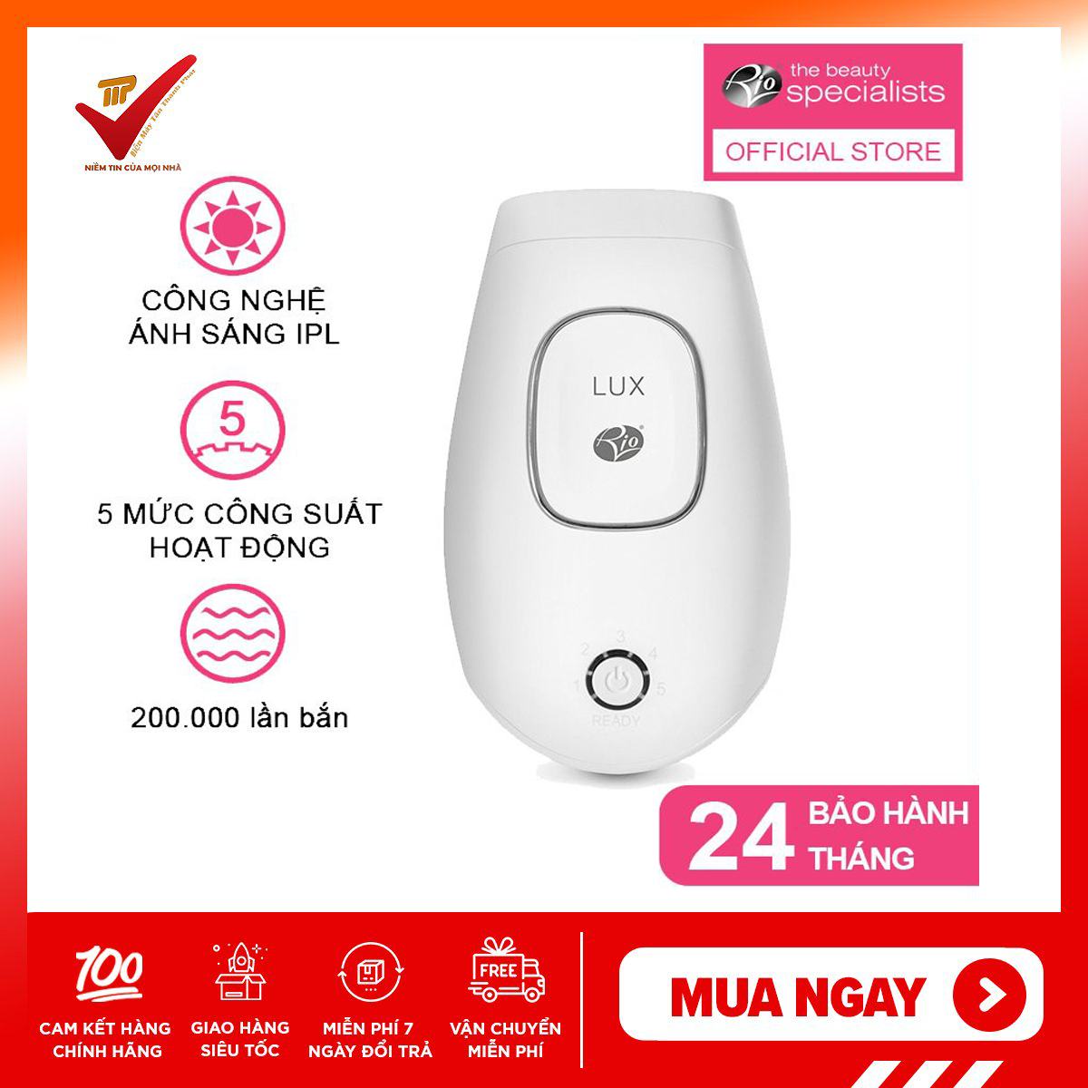 [Trả góp 0%]Máy triệt lông cá nhân RIO LUX IPHH công nghệ IPL