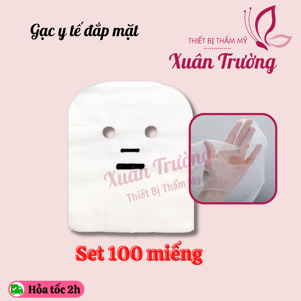 Set 100 miếng gạc đắp mặt nạ cho spa | Gạc đắp mặt cotton 100%