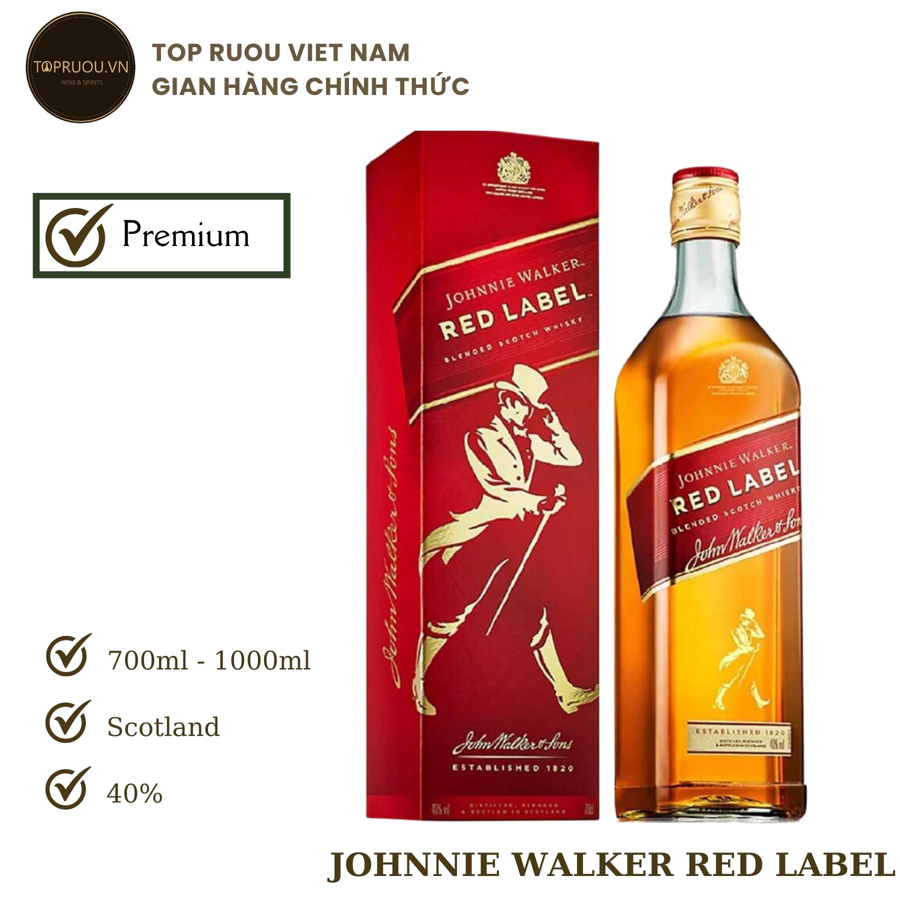Rượu whisky johnnie walker red label 700ml - 1000ml