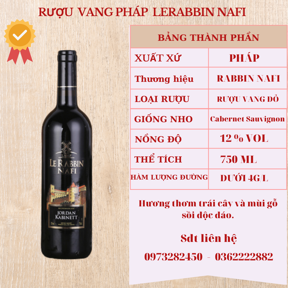 Vang đỏ pháp lerabbin nafi nhập khẩu sang trọng