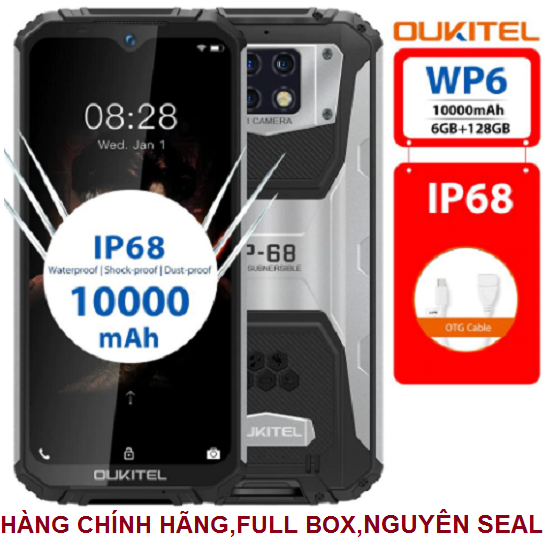 [HCM]Điện thoại Oukitel Wp6(Ram 6GbRom 128GbPin 10.000mAhPin khủngchống va đậpchống nước)