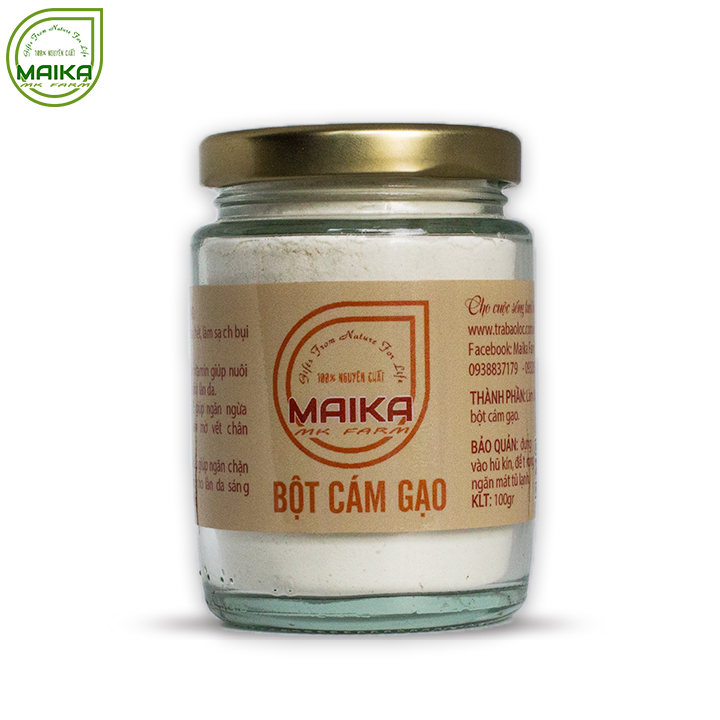 Bột Cám Gạo Nguyên Chất 100g MK Farm  - Đắp mặt dưỡng da, xóa mờ tan nhang thâm nám