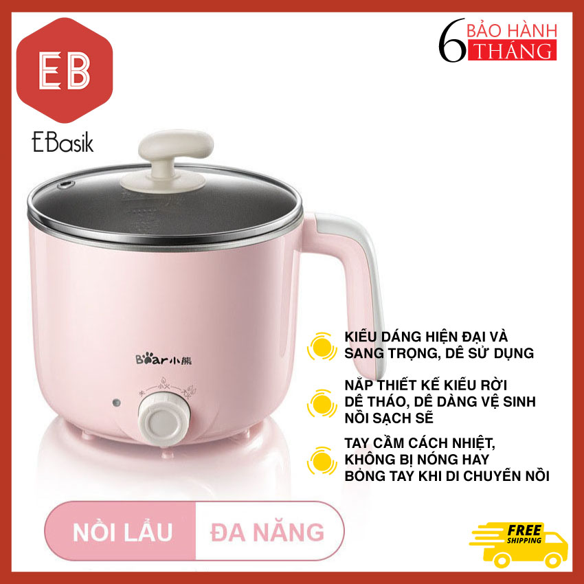 [Tặng Muỗng & Khăn Lau Đa Năng] Nồi Lẩu Điện BEAR Mini Đa Năng, Chiên, Xào, Nấu. Bảo Hành 6 Tháng Bởi EBasik