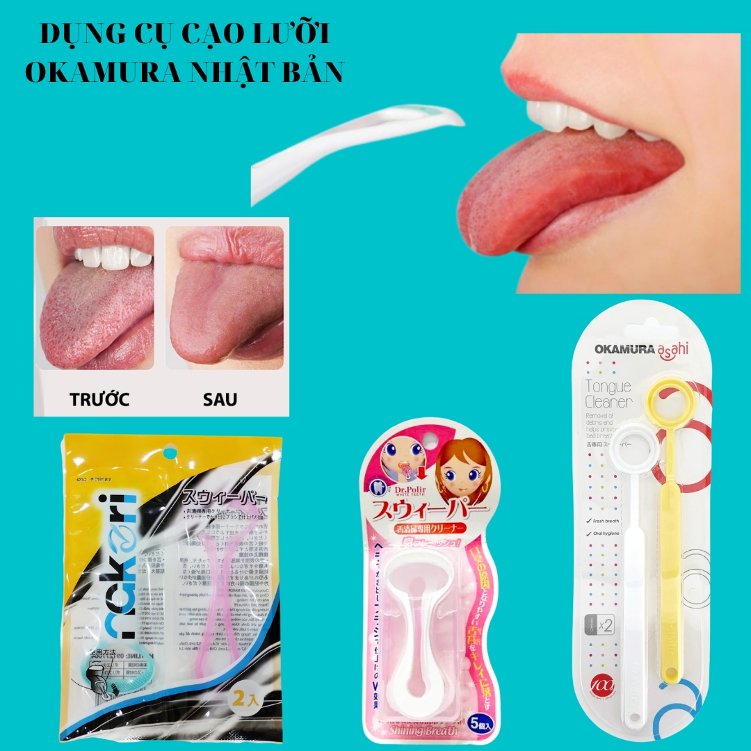 Dụng cụ cạo lưỡi Dr Polir , Asahi , Nakori Okamura Nhật Bản vệ sinh răng miệng