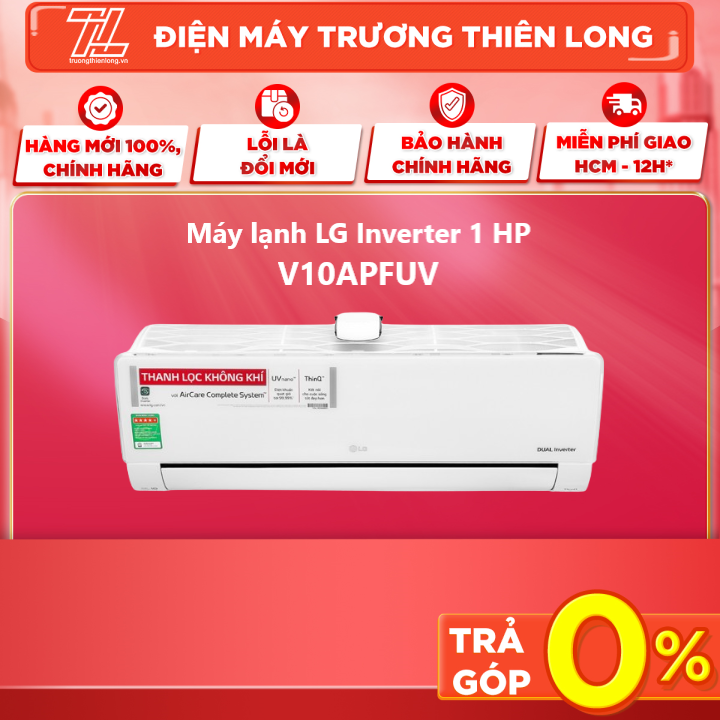 Máy lạnh lg inverter 1 hp v10apfuv mới 2021 - hẹn giờ bật tắt máy tự khởi động lại khi có điện điều khiển bằng điện thoại, có wifi