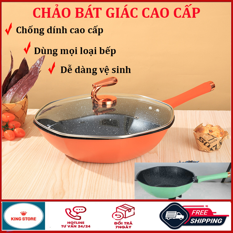 [CAO CẤP] Chảo chống dính sâu lòng, chảo chống dính bếp từ, chảo chống dính cao cấp 32cm, chảo chiên trứng chống dính làm từ hợp kim thép phủ vân đá cao cấp, chảo từ chống dính, chảo xào sâu lòng