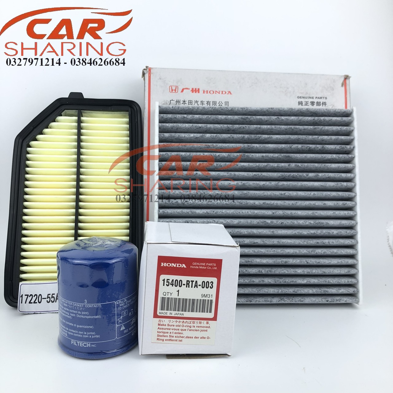 Combo 3 món lọc Honda city từ 2015 đến 2019 (Lọc gió điều hòa, Lọc nhớt, lọc gió động cơ)
