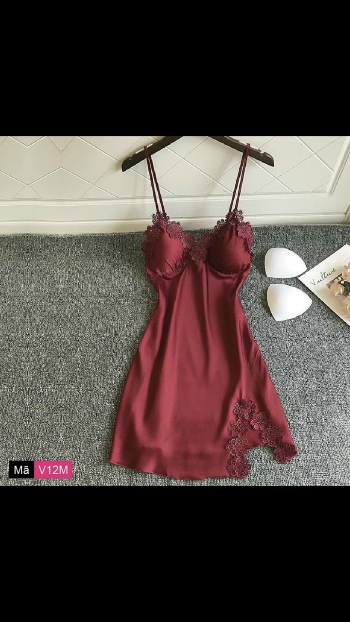 ĐẦM NGỦ 2 DÂY CHẤT PHI LỤA CÓ MÚT NGỰC , PHỐI REN CỰC GỢI CẢM, XSDX