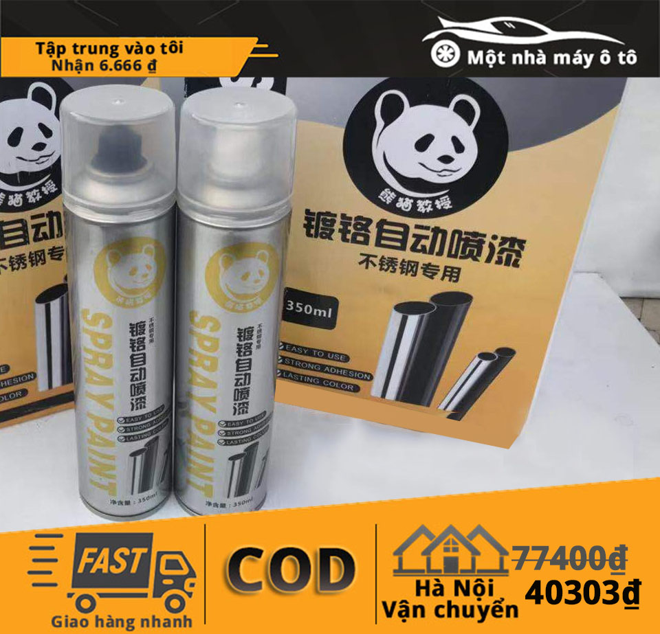 Sơn Mạ Crom Inox CHÍNH HÃNG - Hiệu Ứng Tráng Gương Mirror Chrome 350ml - Bình Sơn Xịt Mạ Inox - Chai Sơn Xịt Mạ Inox Chrome - Sơn Mạ Kẽm Màu Bạc- Sơn Phun Sắt Mạ Kẽm - Sơn Xịt Màu