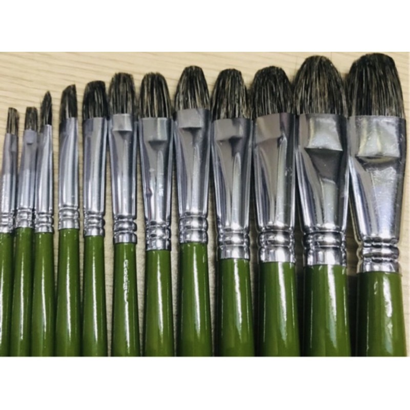 Bộ Cọ Vẽ Lông Chồn Xanh Loại 1 (12/6 Cây)