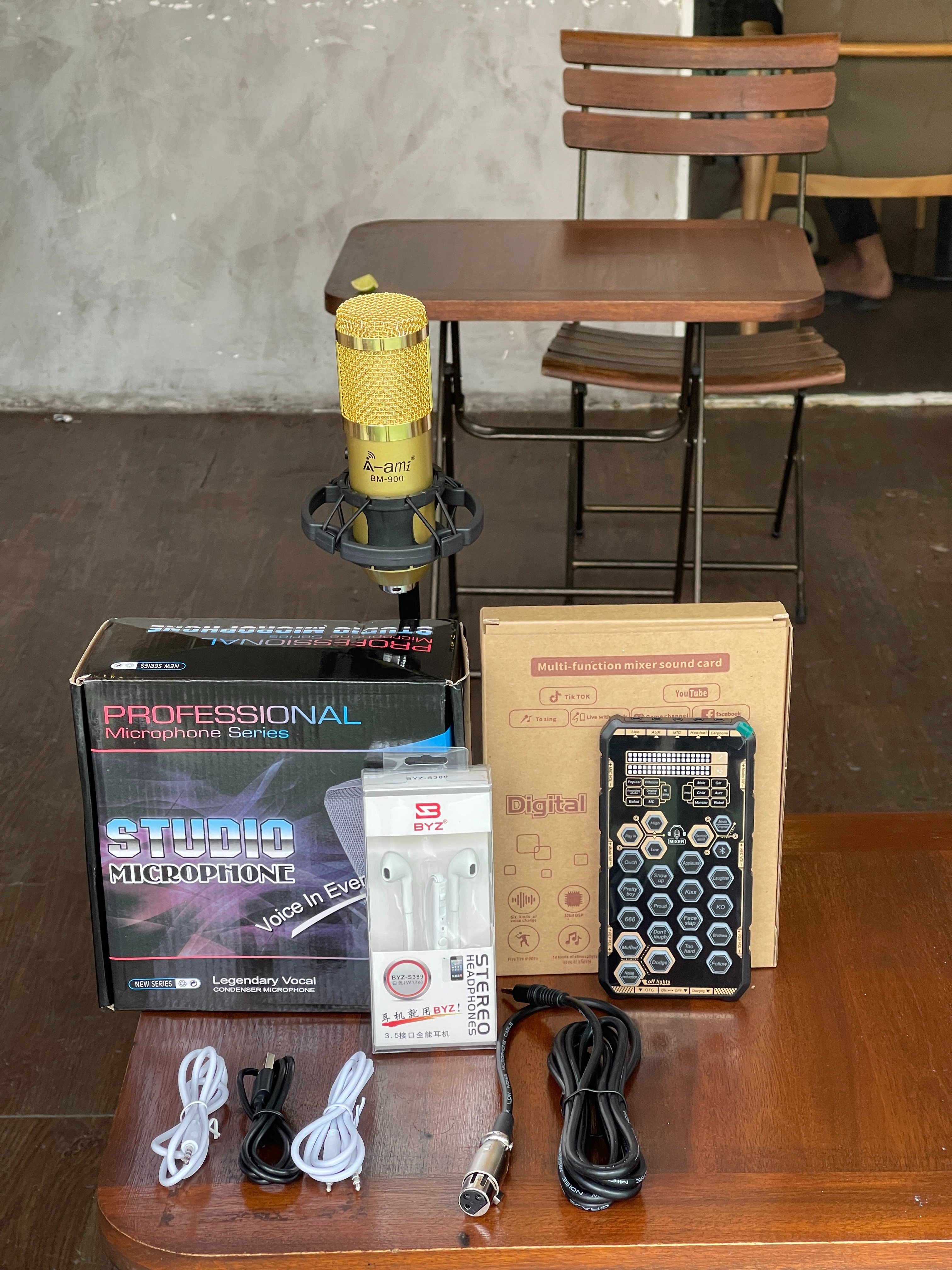 Combo Sound card K9 mobile và Micro BM900 Chơi game, thu âm, livestream, karaoke online, pk