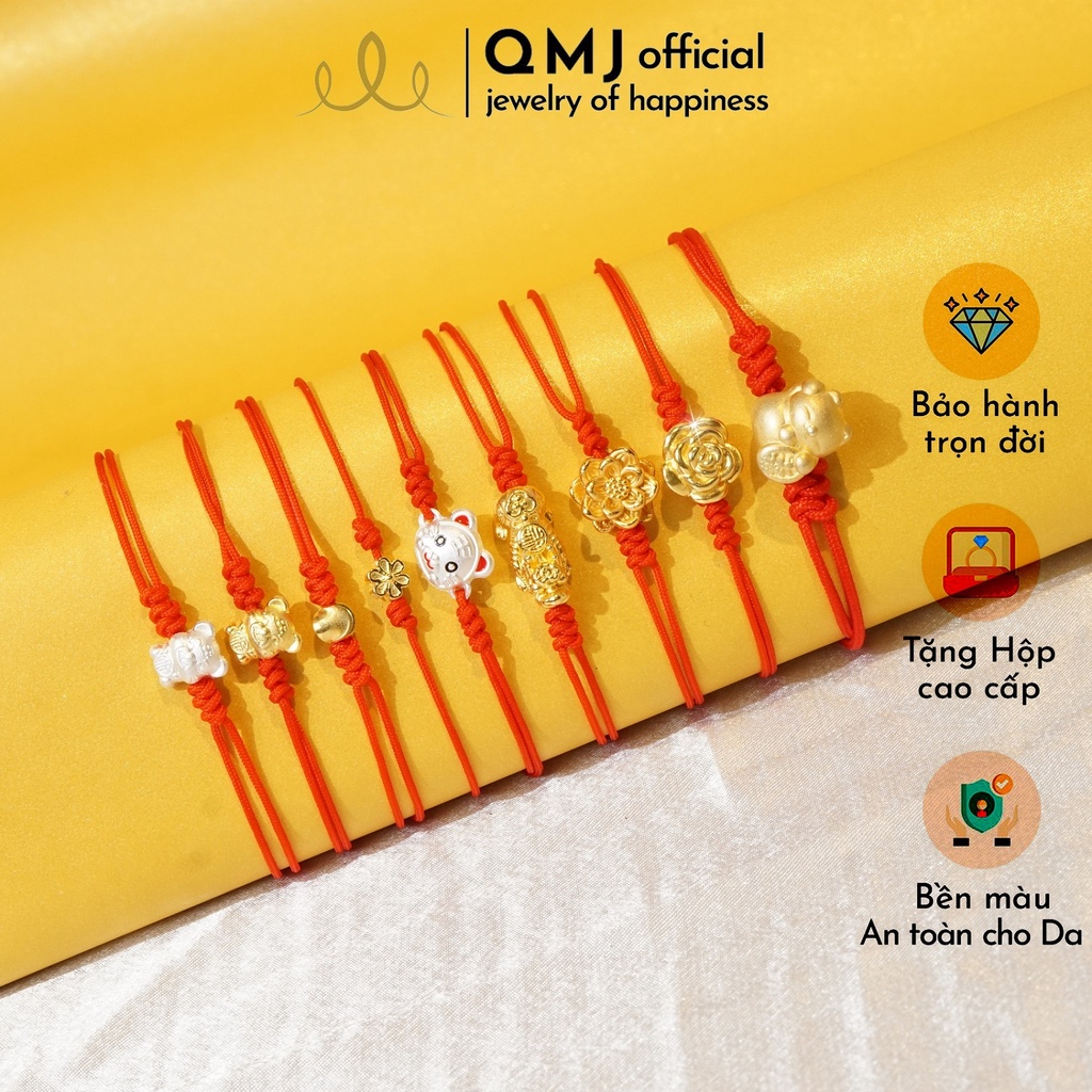 Vòng tay chỉ đỏ bạc 925 mạ vàng 24k tài lộc may mắn, bình an bst năm mới phát tài qmj - qvl5656
