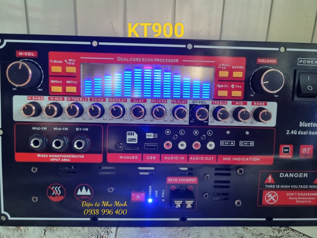 MẠCH LOA KÉO CÔNG SUẤT LỚN KT900 MẠCH LOA KÉO CÔNG SUẤT LỚN REVERB + CHỐNG HÚ 19 x 38cm Nguồn 42v đô