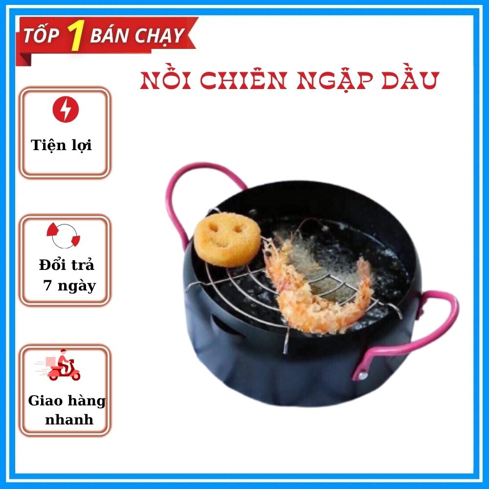 Nồi chiên ngập dầu, lọc dầu mini 18cm