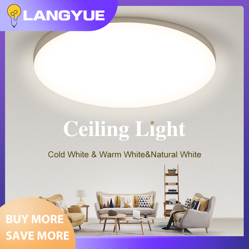 LANGYUE Đèn Trần Led Hiện Đại Đèn Tấm Siêu Mỏng Gắn Trên Bề Mặt Màu Trắng Ấm 15W 20W 30W 50W Thiết Bị Phòng Ngủ Phòng Khách Đèn Trần Nhà Bếp, Chiếu Sáng Trong Nhà