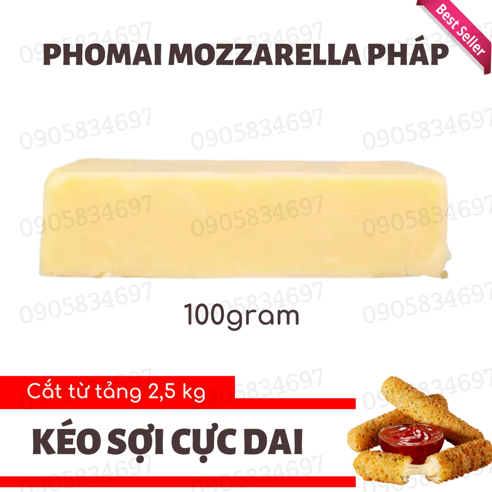 [CHUẨN PHÁP] Phô Mai Mozzarella SIÊU KÉO SỢI Cắt Sẵn Khối 100gr, Nấu Phủ Tokbokki, Pizza, Làm Phomai