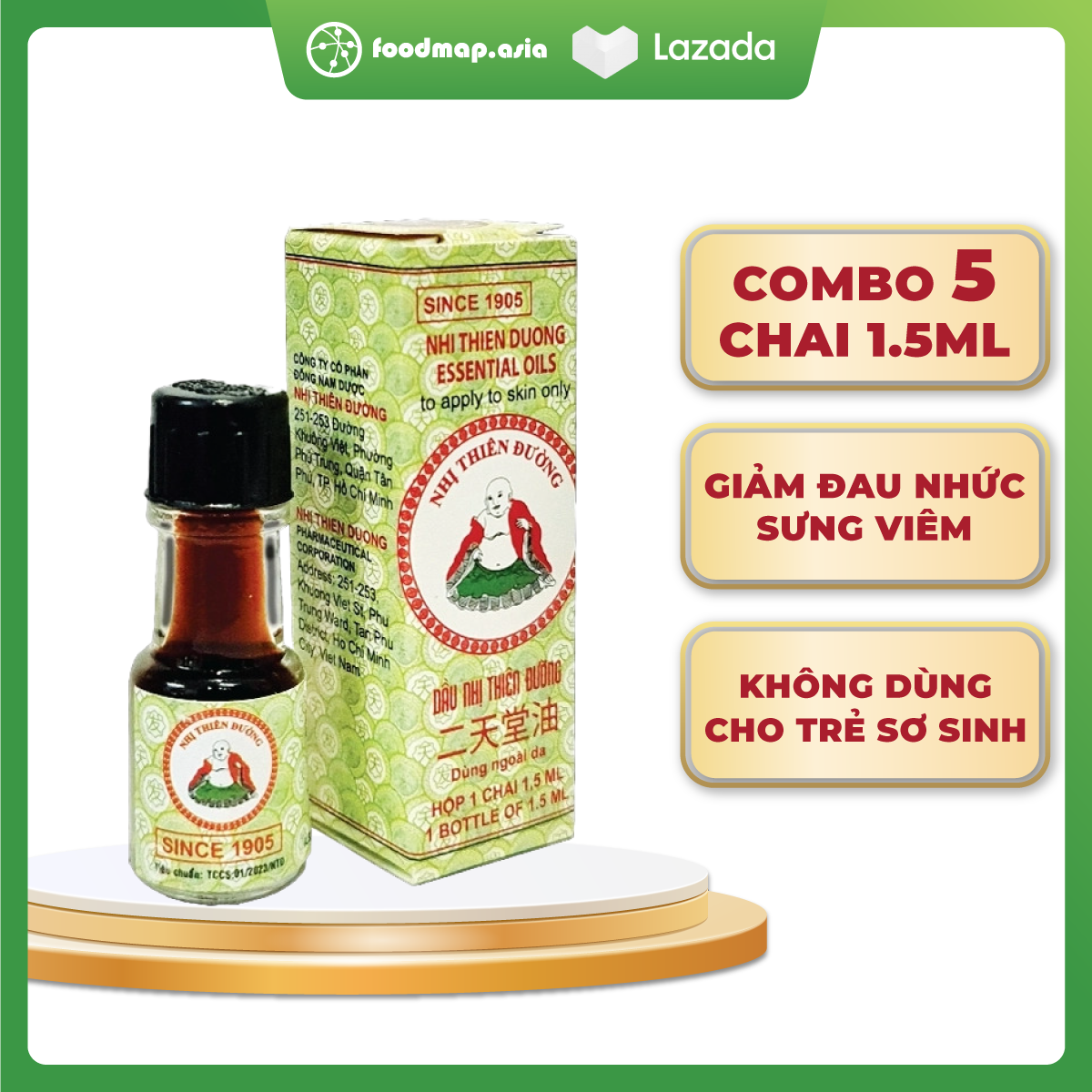 Dầu gió nhị thiên đường - chai 1,5ml