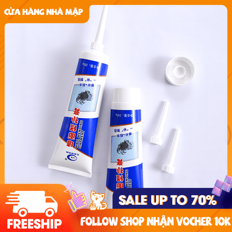 Combo 2 tuýp keo vá tường - Tặng kèm đầu vòi bàn bả giấy nhám đánh bóng bề mặt