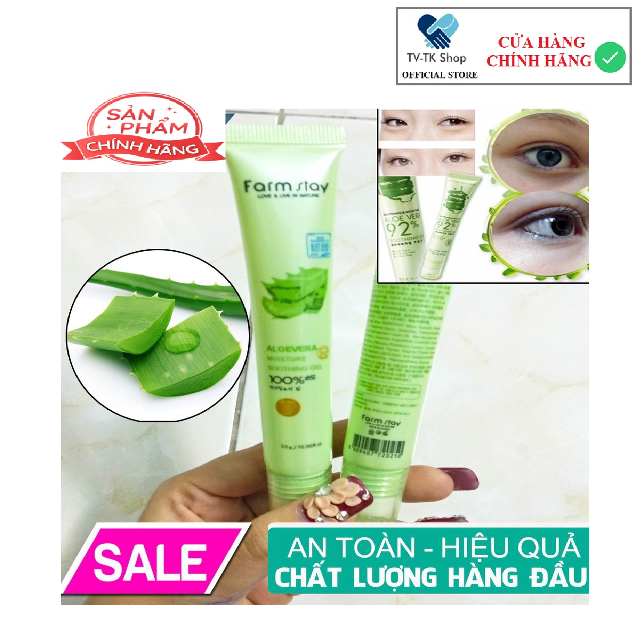 Cây Lăn Mắt Nha Đam Farm Stay Giảm Thâm Quầng Bọng Mắt Xóa Thâm - Mẫu mới