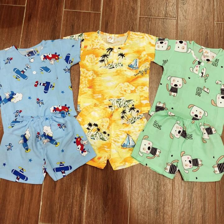Combo 3 bộ lanh cộc tay cho bé 7-25kg đồ bộ tone