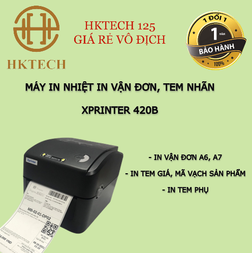 Máy in vận đơn tmđt khổ a6, a7 xp420b, in phiếu giao hàng, máy in tem mã vạch xprinter 420b