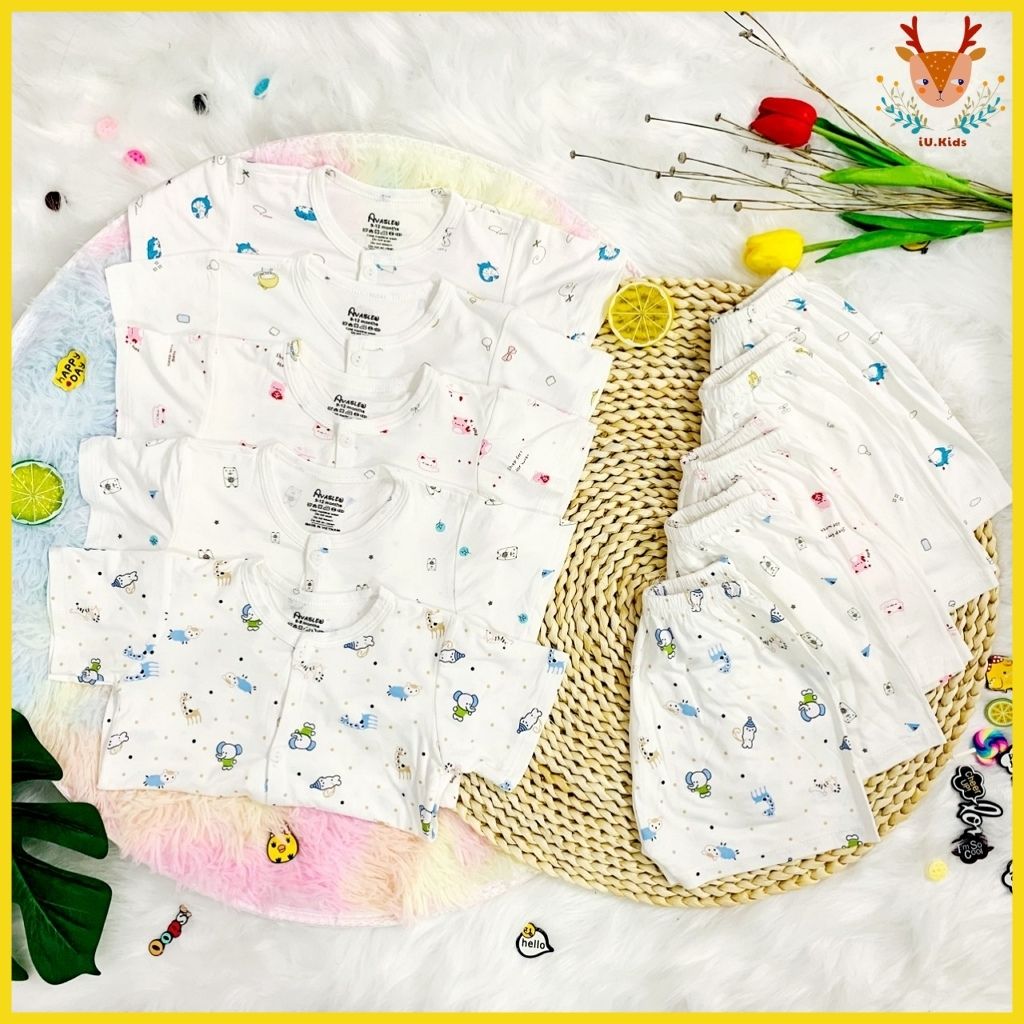 Bộ cộc tay avaler chất peptit cài khuy giữa cho bé 4-14kg