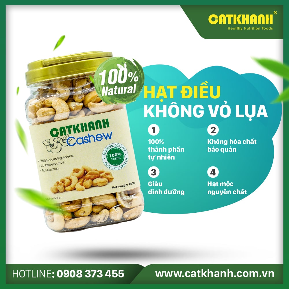 Hạt điều rang muối không vỏ lụa Cát Khánh 430gr