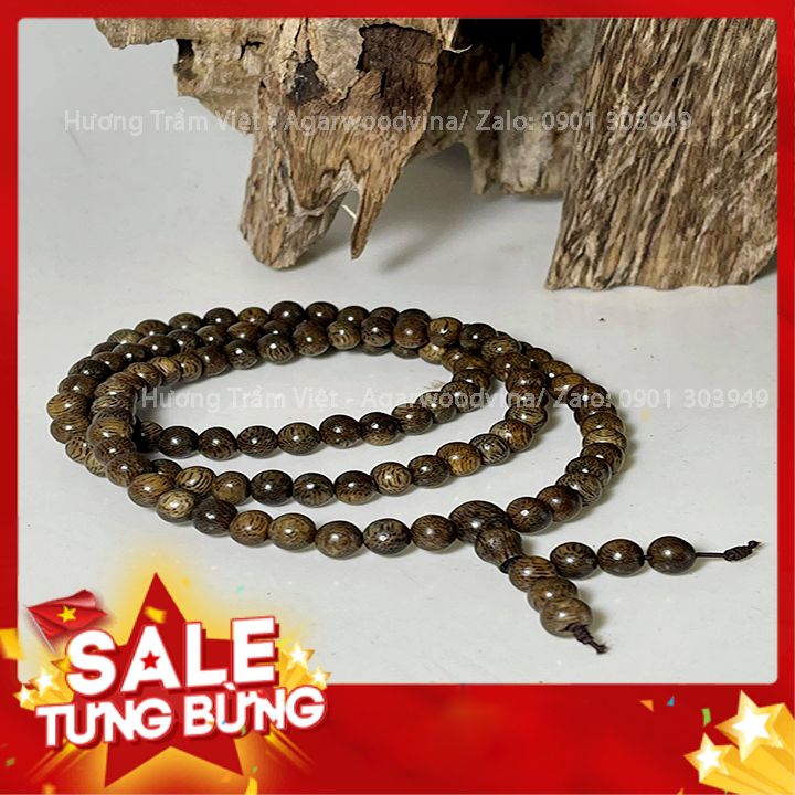 Vòng tay trầm hương tự nhiên 108 hạt 6mm - Mùi thơm vĩnh viễn, quấn vòng tay thời trang hay niệm Phật