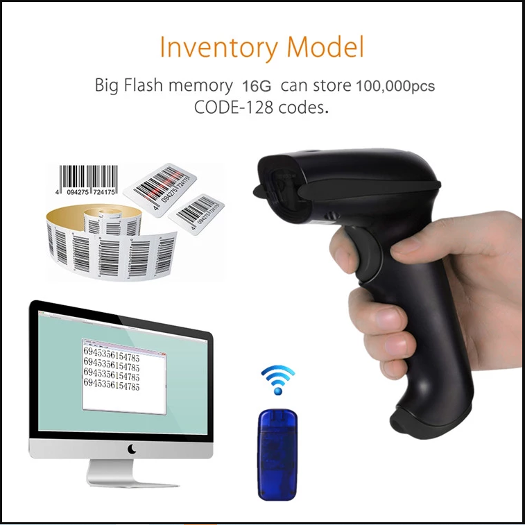 Máy quét Barcode 1D YHD 3100 kết nối Bluetooth/ 2.4G/ Có dây sử dụng tia Laser