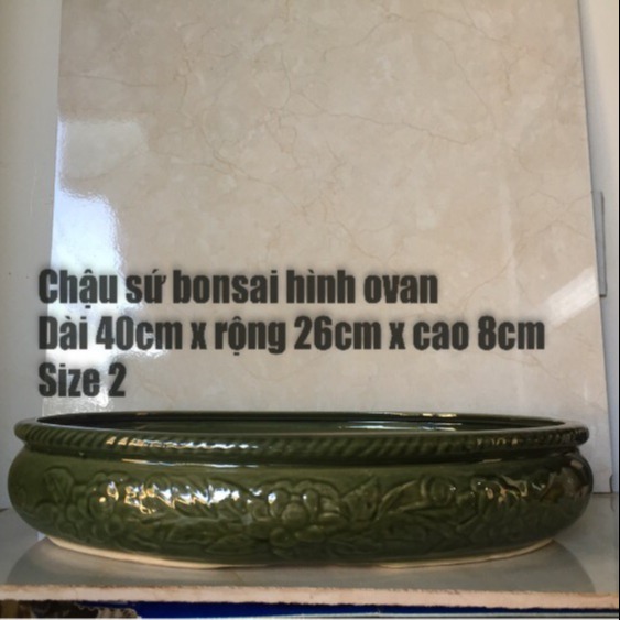 Chậu sứ bonsai hình ovan ( size 2)