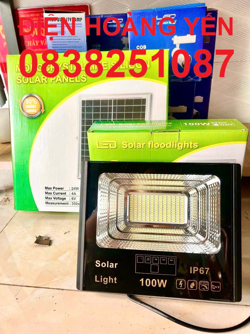 Đèn pha năng lượng mặt trời dsy 100w ip67
