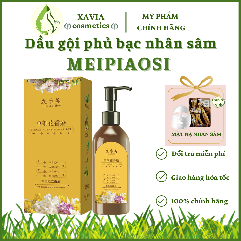 Dầu gội phủ bạc nhân sâm MEIPIAOSI FALEMEI- Nhuộm tóc thảo dược MEIPIAOSI FALEMEIbền màu lâu phai, tạm biết mái tóc muối tiêu