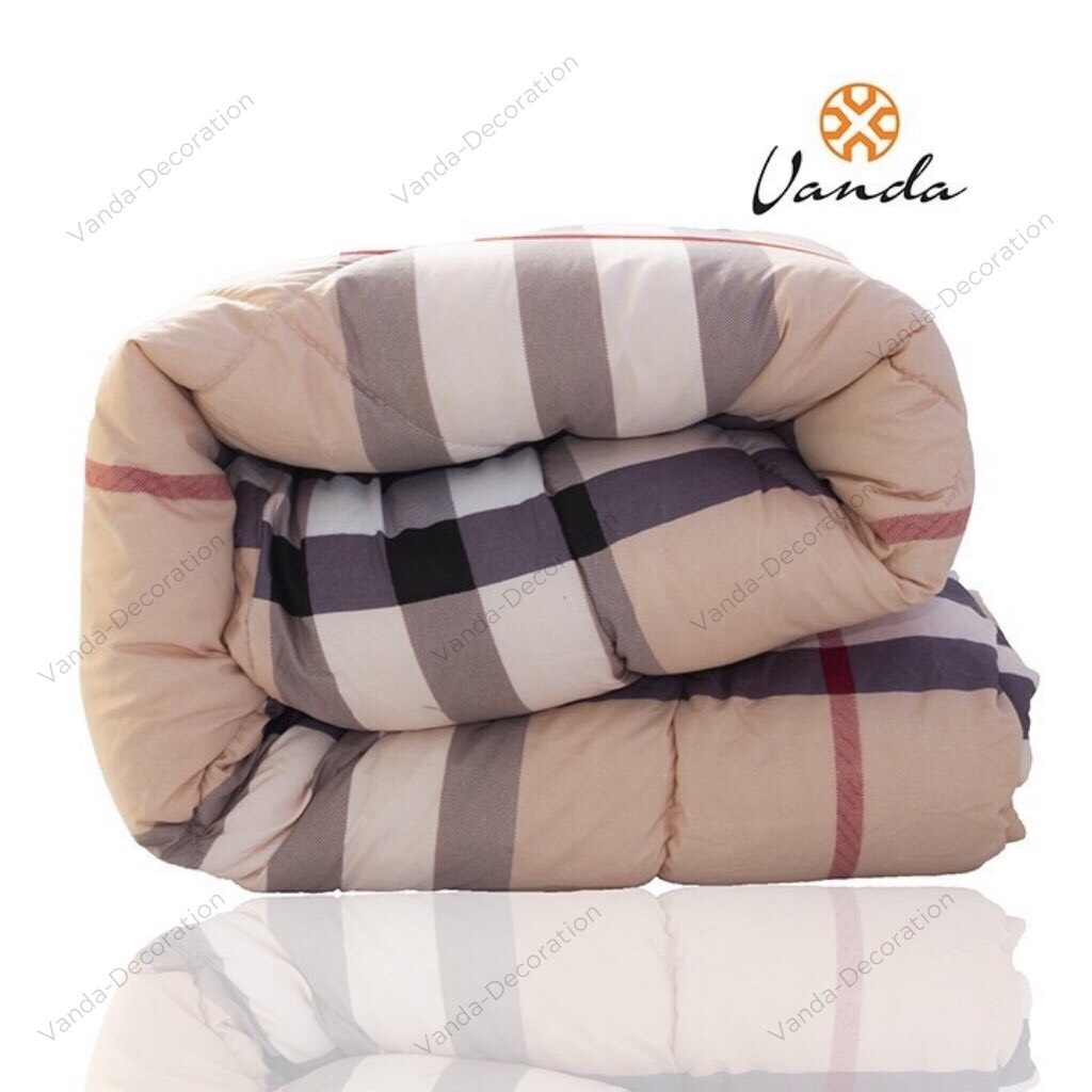 Chăn phao trần bông cao cấp Vanda mẫu kẻ bbr 2kg