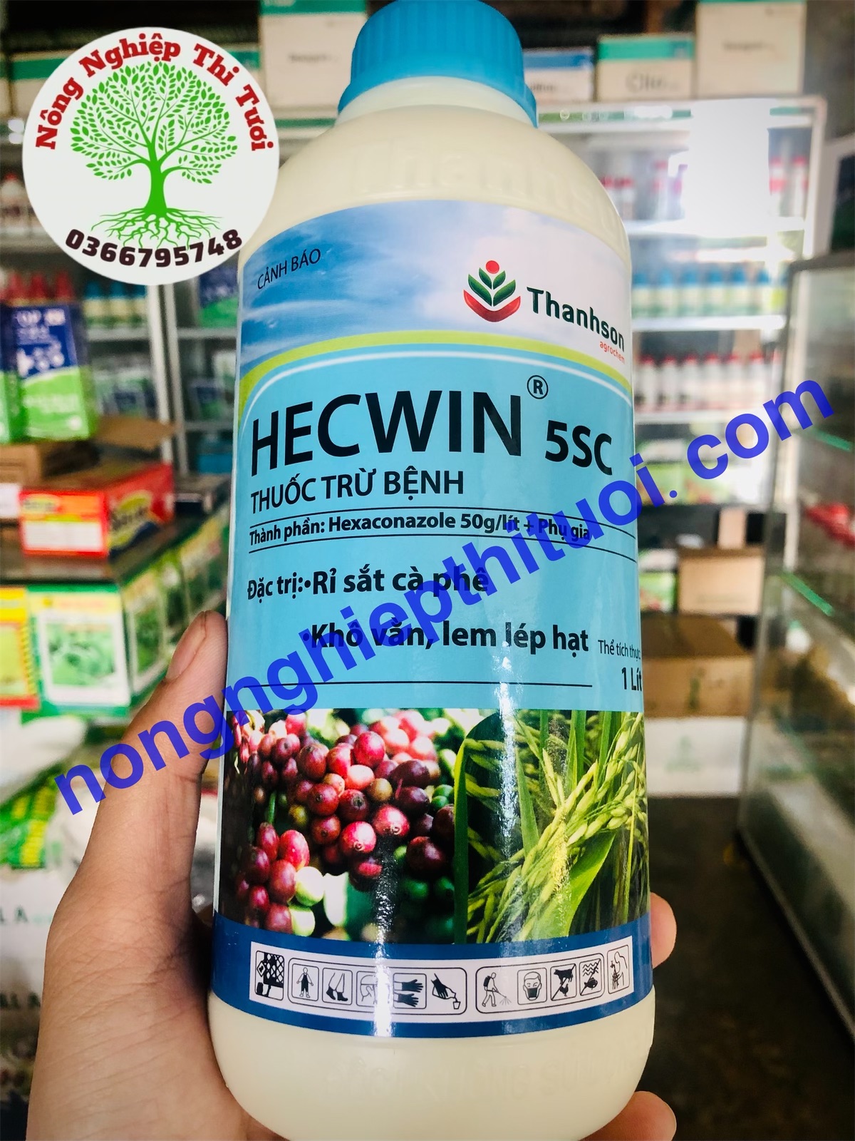 Thuốc trừ bệnh Hecwin 5sc - trừ gỉ sắt, nấm hồng cà phê, đốm vằn, lem lép hạt lúa - sản phẩm chính hãng ADC