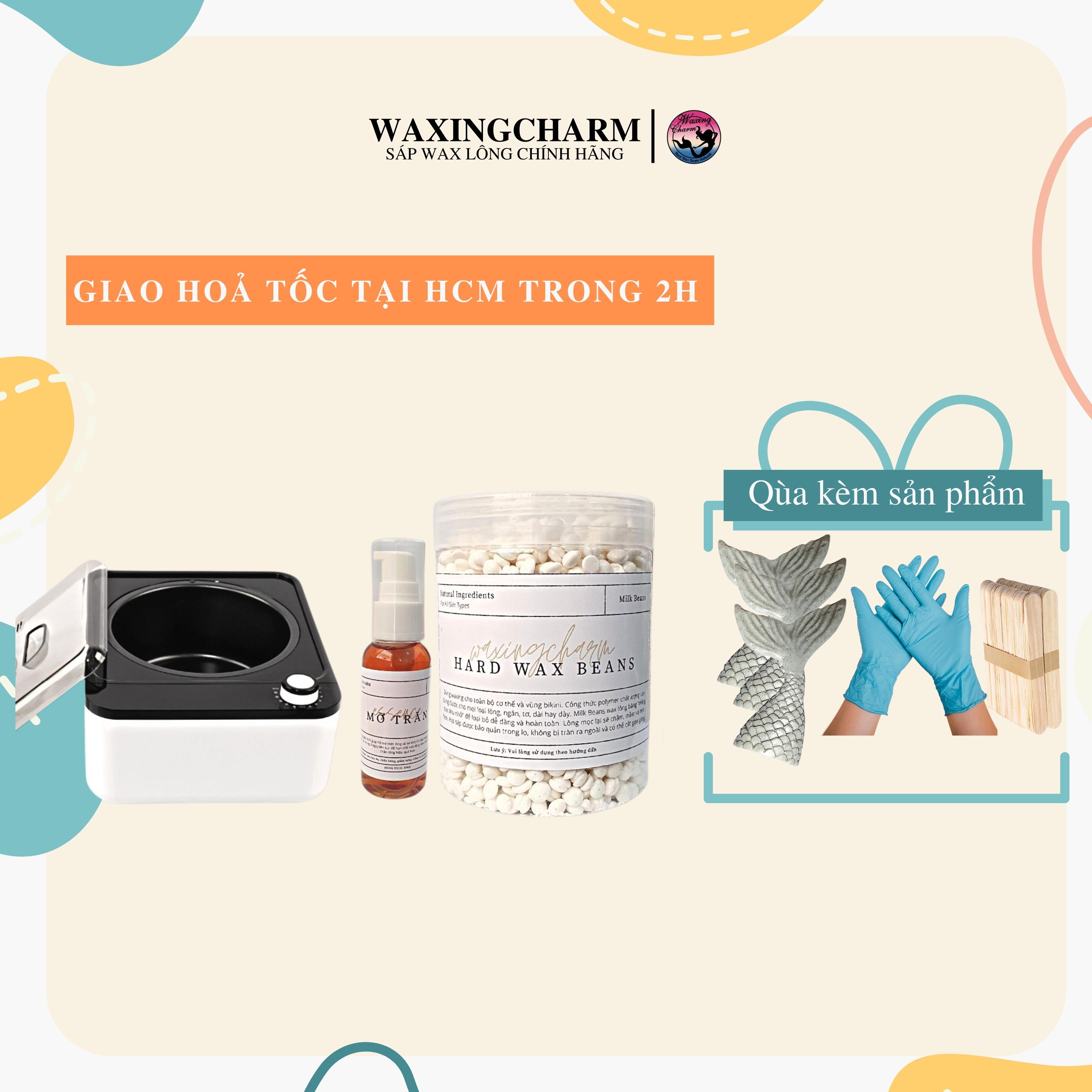 Combo máy nấu sáp chống dính 300gr sáp wax lông nóng dành cho nách, body, bikini và 50ml mỡ trăn giúp tẩy lông triệt lôn