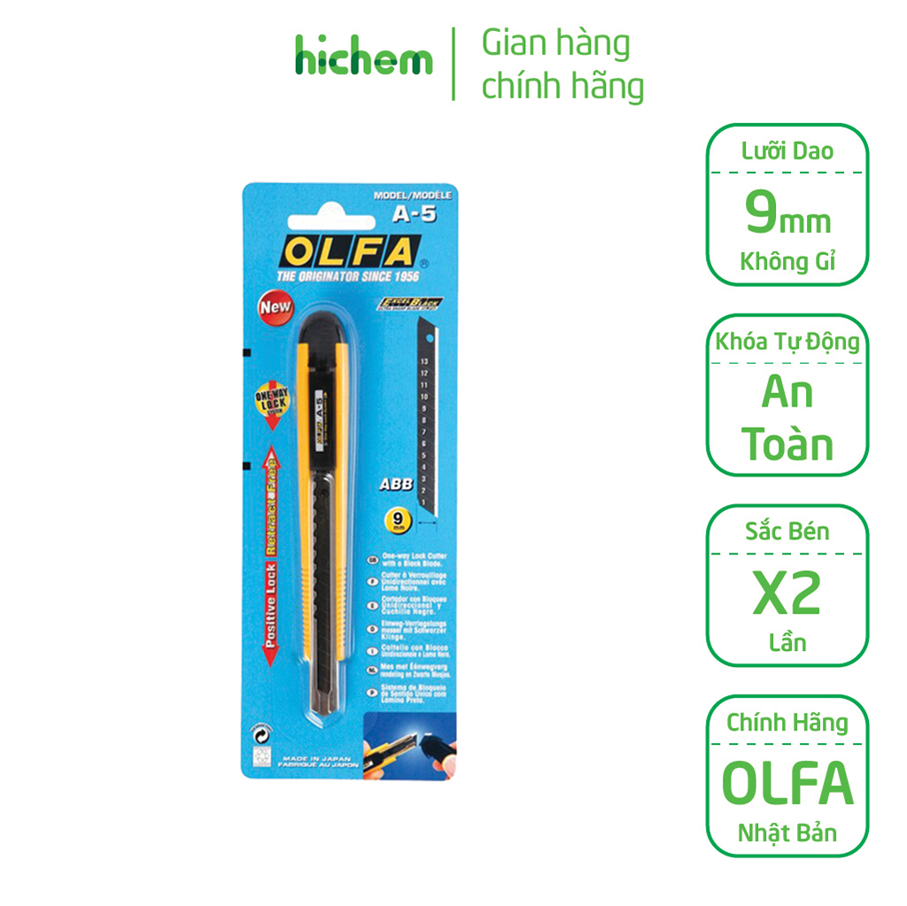 Dao rọc olfa a-5 lưỡi dao bẻ 9mm, khóa trượt cắt da, vải, giấy - km keo epoxy a/b siêu dính