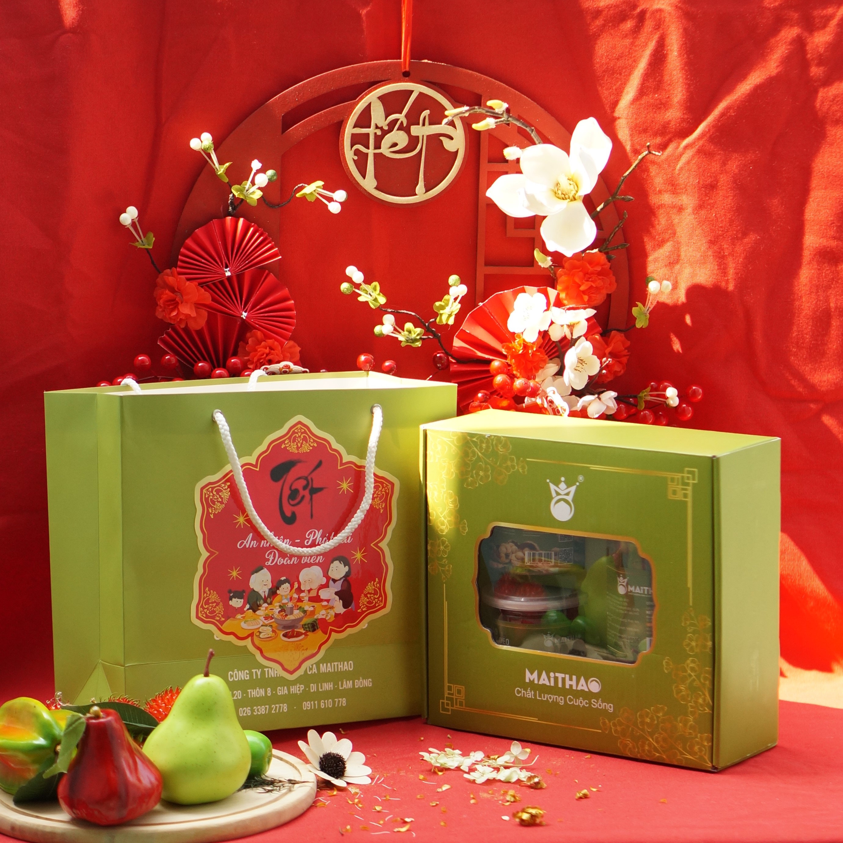 Set Quà MAITHAO Sang Trọng Cao Cấp Tăng·Đối Tác, Khách Quý, Các loại hạt dinh dưỡng, bánh healthy