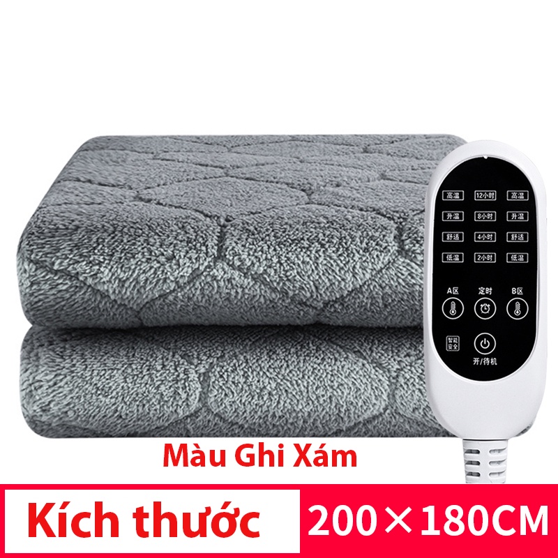 Chăn điện sưởi ấm hai vùng độc lập 180x200cm chỉnh nhiệt độ hẹn giờ, Đệm điện sưởi ấm, Chăn điện hàn quốc, Chăn điện nhật bản - King Store