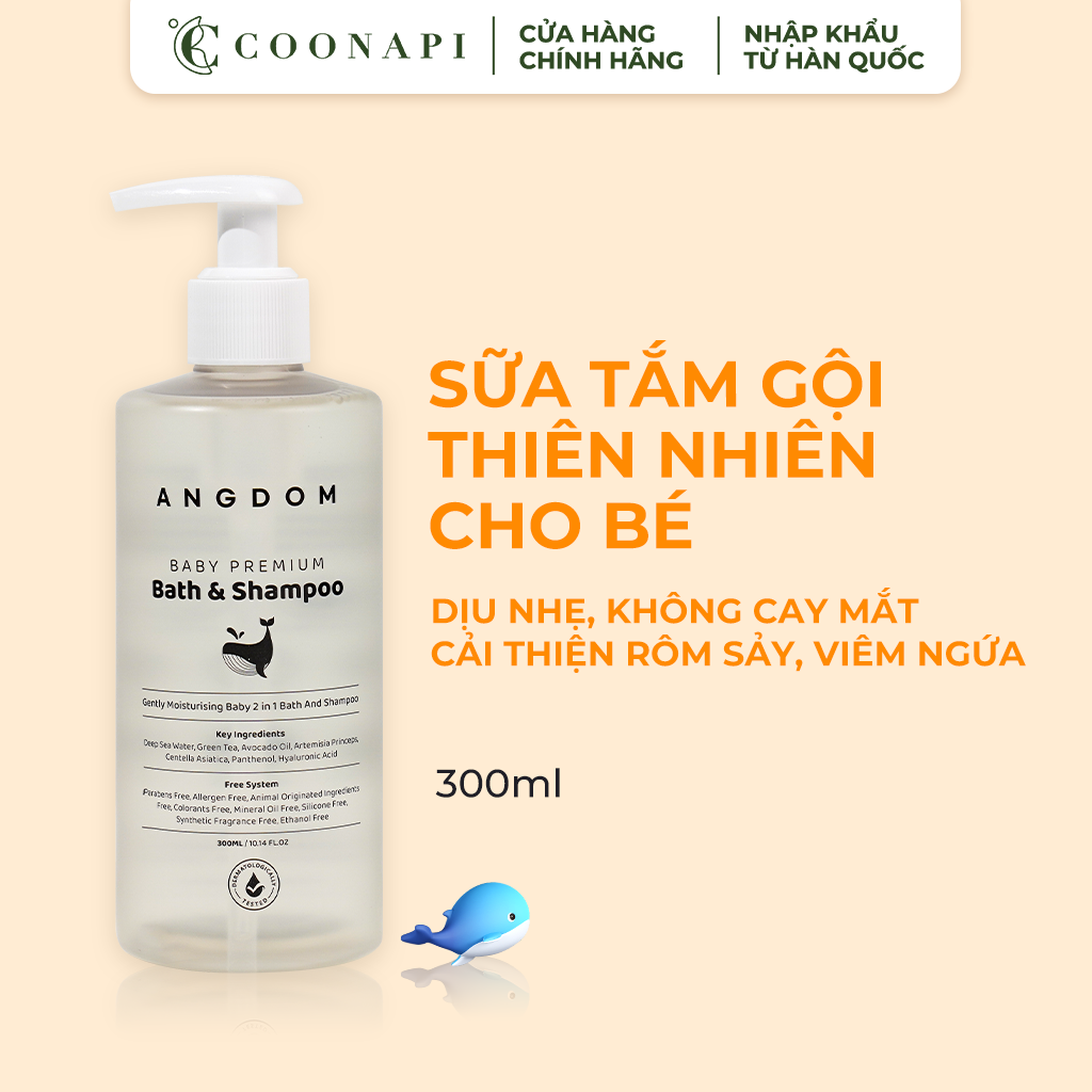 Sữa Tắm Gội Toàn Thân Cho Bé Chiết Xuất Thiên Nhiên Dịu Nhẹ Và Dưỡng Ẩm ANGDOM Baby Premium Bath & S