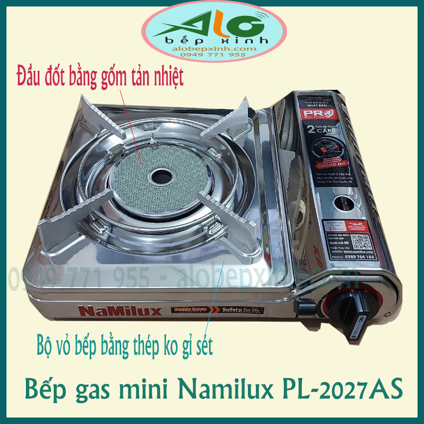 Bếp gas mini hồng ngoại pl2027as / pl-2027as - điếu đốt gốm hồng ngoại - tiết kiệm gas, chống cháy nổ - bh 6 tháng - alo bếp xinh