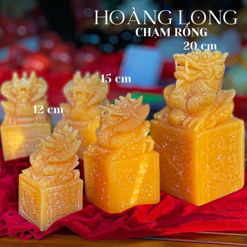 Ấn rồng phong thủy đá ngọc hoàng long - siêu đẹp , cao 10cm & 12cm & 15cm
